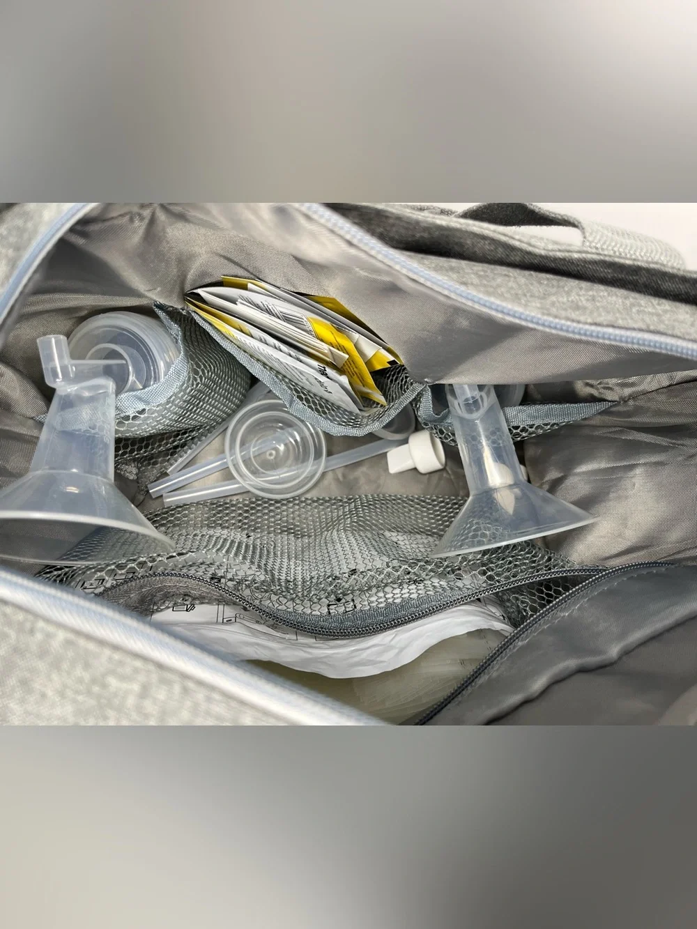 Medela Gray Travel Carrying Bag with Milk Storage Bags, Wipes & Bottles - ONLY